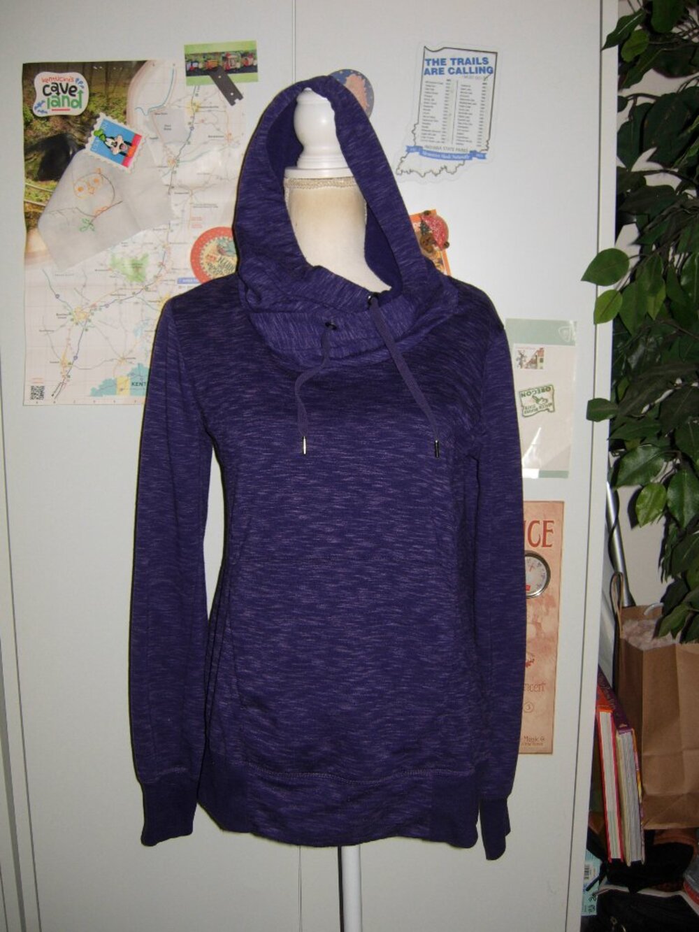 Kiwi Kate Purple Cowl Neck Hoodie M